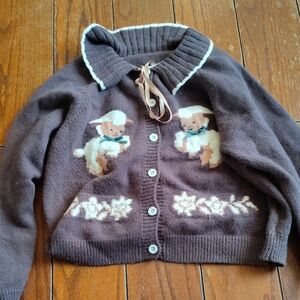 Brown Women's Jacket with Lamb Design